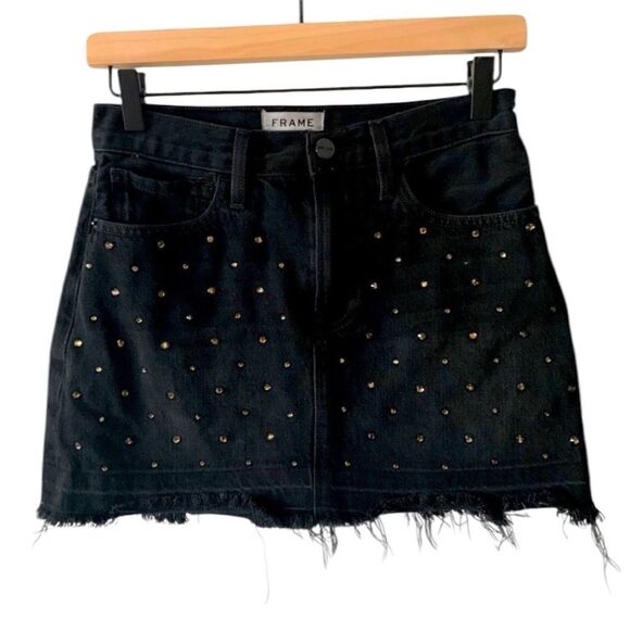 FRAME Denim Mini Skirt Embellished Size 24 - Picture 1 of 12
